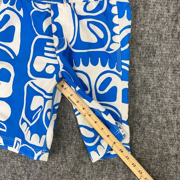 Lands End Shorts Boys Medium Blue Trunks Bottoms Swimwear Drawstring Hawaiian - Picture 5 of 9